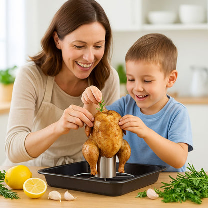 Hähnchenhalter Grill & Ofen BBQ Hähnchengriller Edelstahl Hähnchenbräter robust