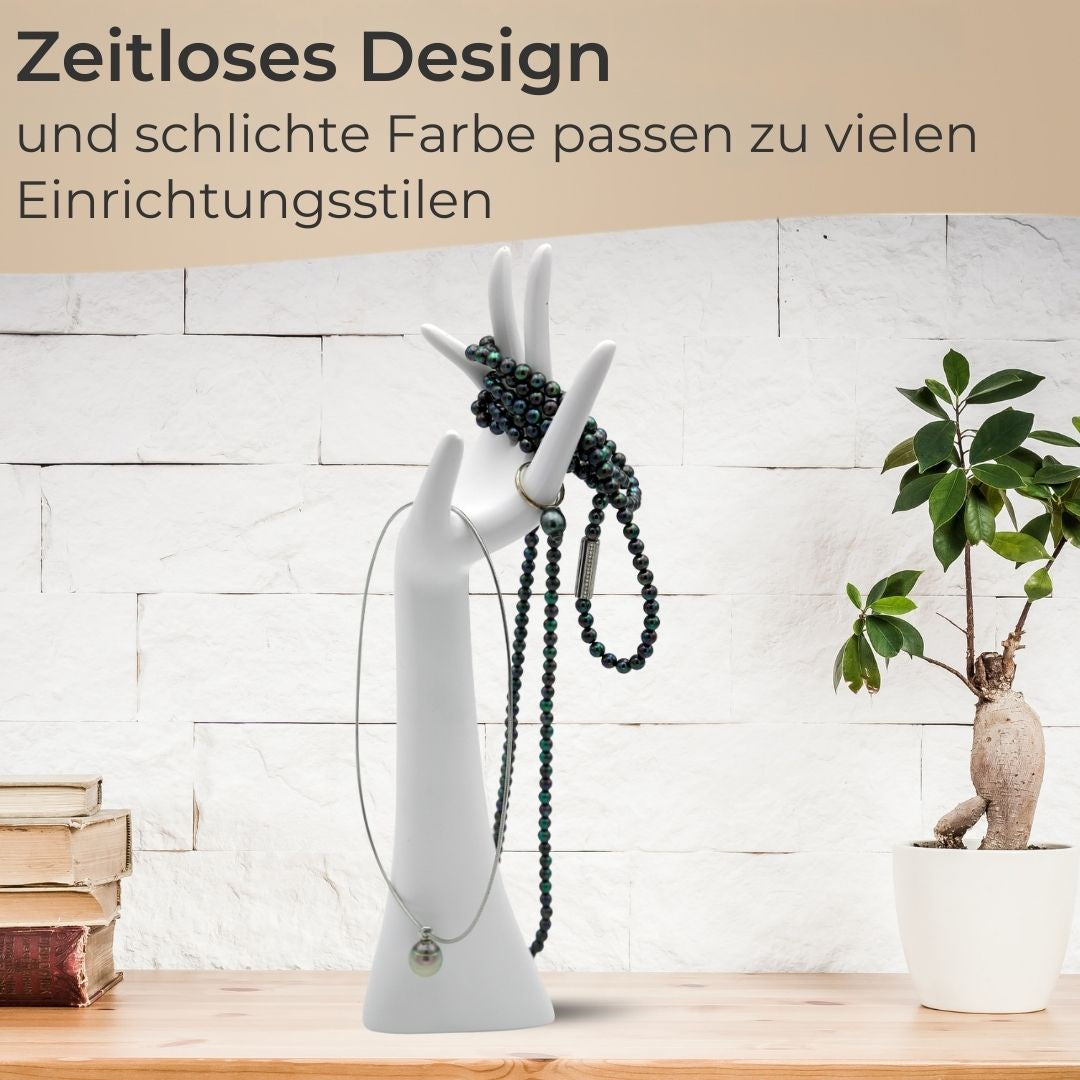 Schmuckhand Weiß H34 cm – Schmuckhalter in Handform für Ringe, Ketten & Armbänder