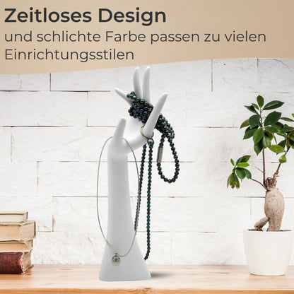 Schmuckhand Weiß H34 cm – Schmuckhalter in Handform für Ringe, Ketten & Armbänder