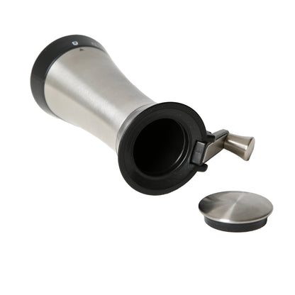 Gewürzmühle Edelstahl mit Behälter & klappbarer Kurbel ideal für Muskat & Tonka