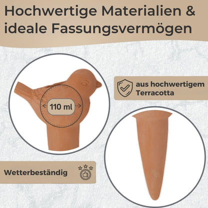 Terracotta Bewässerungshilfe Set 4x110 ml - Automatische Pflanzenbewässerung