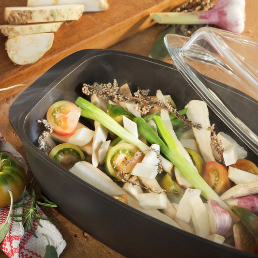 Berndes Bräter Aluguss mit Glasdeckel 32 x 21 cm