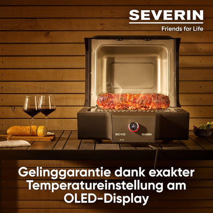 Severin Elektrogrill SEVO GT PG 8106 3000 W bis 500°C BBQ OLED Kernthermometer