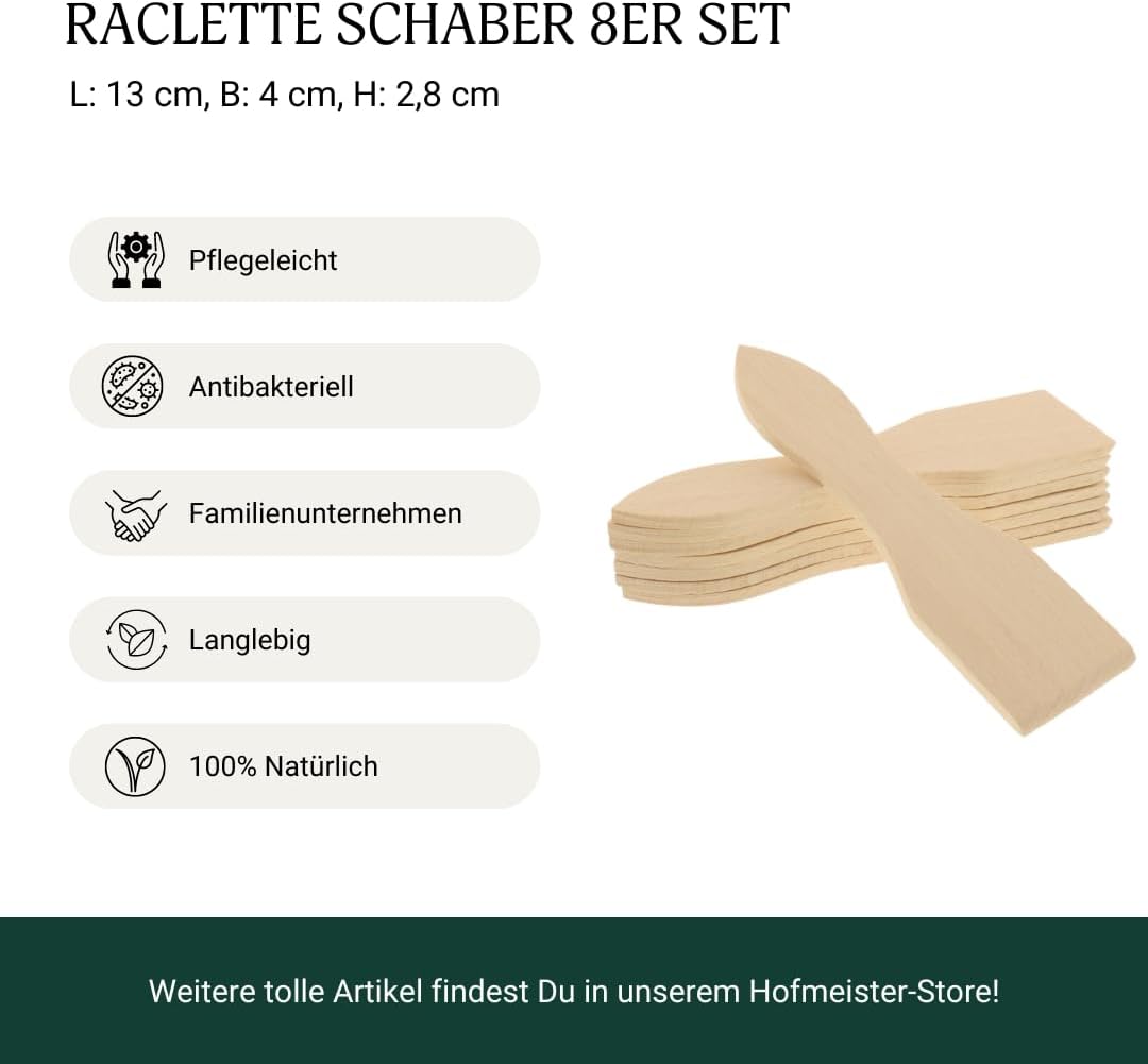 Hofmeister Raclettschaber 8er Set Buchenholz