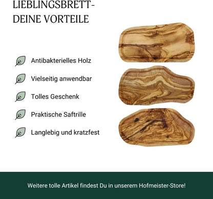 Hofmeister Schneidebrett 40 x 20 cm Olivenholz mit Saftrille
