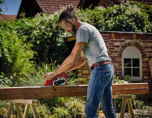 Einhell TE-PL 900 W electric planer, 3 mm cutting depth, 3 V-grooves, soft grip, accessories