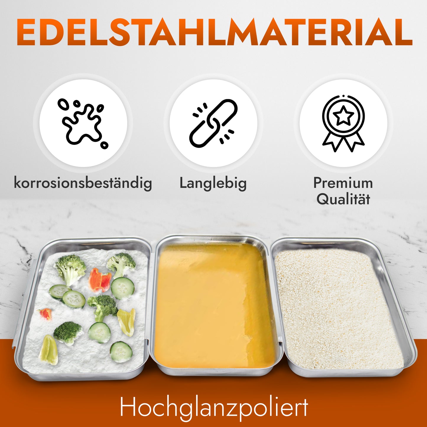 TOPANBIETER 999 Panierschalen Set Panierset Panier Marinier Edelstahl marinieren