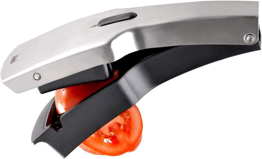 GEFU TARI Gemüseschneider mit 5mm Klingenzähnen - Präziser Scheibenschneider für Obst, Eier & Käse - Spülmaschinenfester Küchenhelfer aus Edelstahl, 20cm