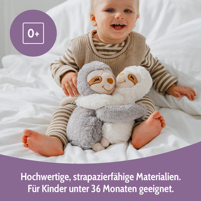Habibi Plush Premium Wärmetier Hugys Faultier Mama+Kind herausnehmbares Kissen