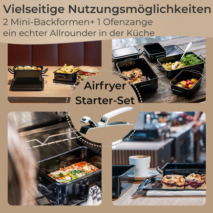 3-piece starter set for the air fryer (2 enamel baking pans &amp; 1 oven tongs) 