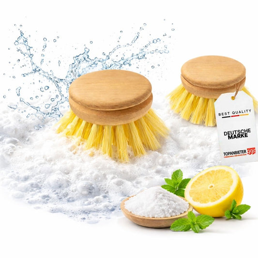 Kleiner Ersatz-Bürstenkopf Ø 4,3cm 2er Set Fibre für Holz-Spülbürsten 23cm Küche