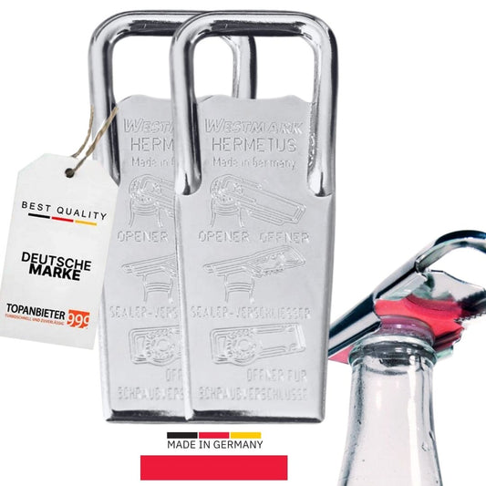 Flaschenöffner Hermetus 3-in-1 aus Stahl Variante einzeln und als 2er Set - 86x37x15 mm, Bierflaschen öffnen & schließen