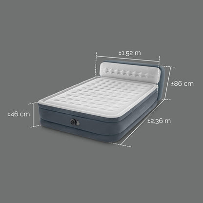 Intex Erwachsene Headboard Luftmatratze Queen Dura-Beam mit Pumpe Grau 64448, B-Ware