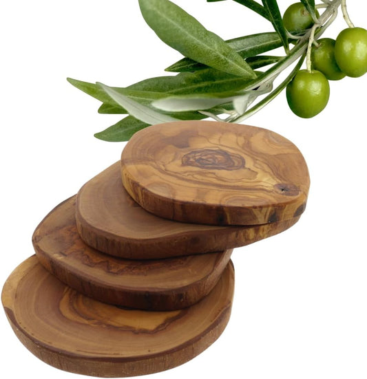 Hofmeister coasters set of 4 made of olive wood glass coasters wooden disc
