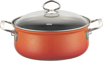 Riess casserole with glass lid coral 16cm