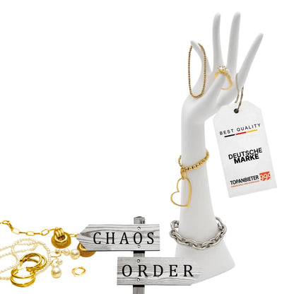 Schmuckhand Weiß H34 cm – Schmuckhalter in Handform für Ringe, Ketten & Armbänder