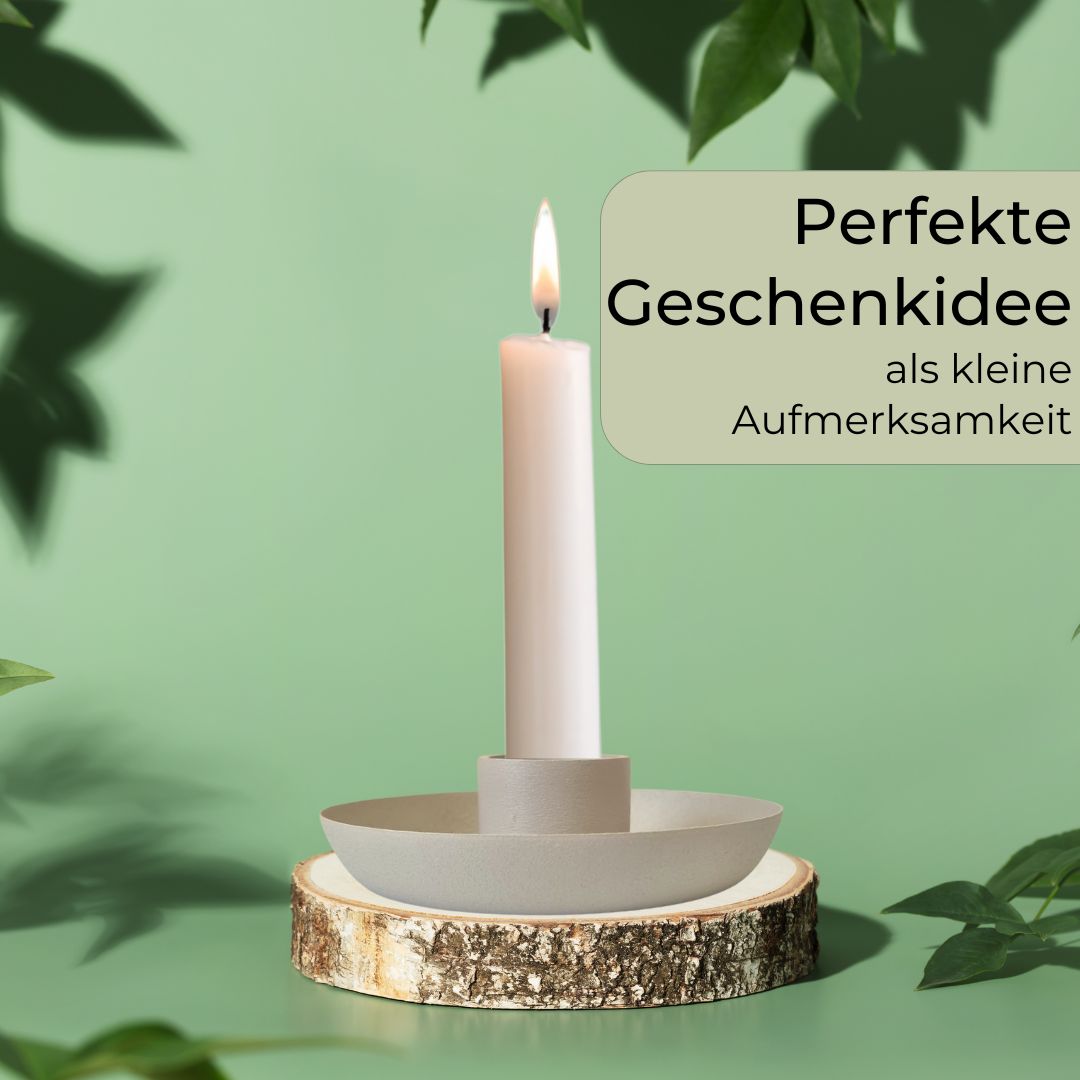 IB Laursen Kerzenhalter Skandi Design aus Metall, staubig beige 13 cm Stabkerze