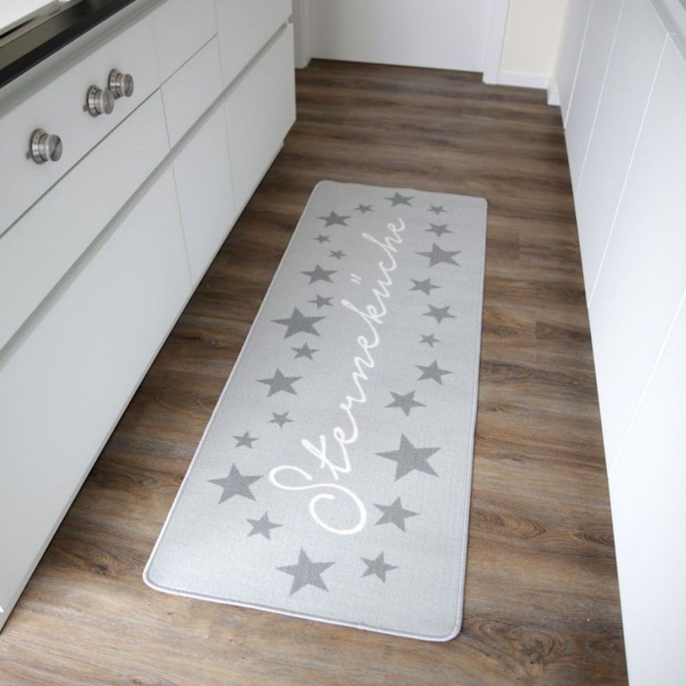 Teppichläufer Küche & Flur 180x67 cm hellgrau rutschhemmend pflegeleicht