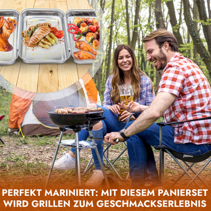 TOPANBIETER 999 Panierschalen Set Panierset Panier Marinier Edelstahl marinieren