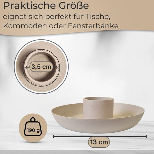 IB Laursen candle holder, Scandinavian design, made of metal, dusty beige, 13 cm taper candle