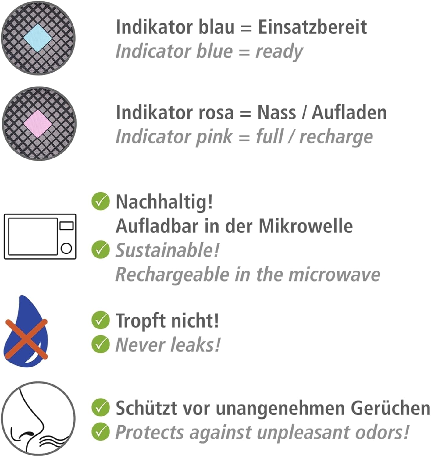 WENKO Auto-Entfeuchter mit Sättigungsanzeige 2er Set je 400g wiederverwendbar