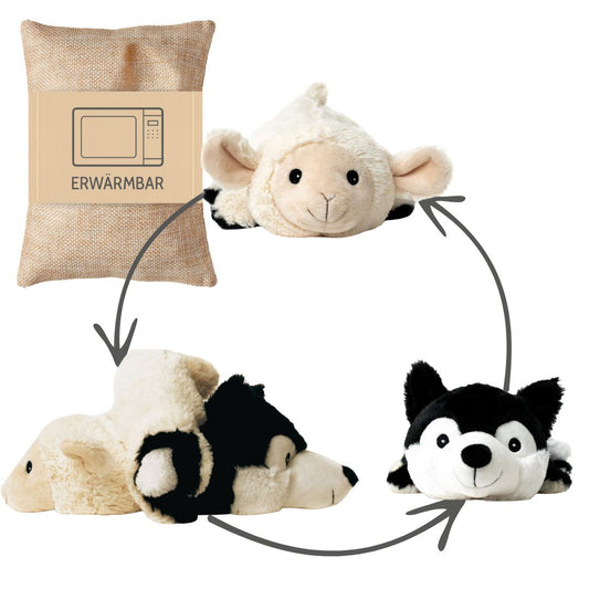 Habibi Plush Classic Heatable Toy 1863 Reversible Wolf/Sheep Stuffed Animal Heat Pillow