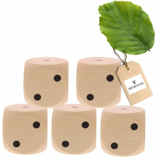 ofmeister dice 5 x beech wood with number board game game night wooden dice