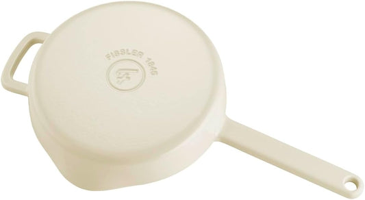 Fissler Pfanne 26cm Elfenbeinweiß emalliert antihaftend hoher Rand für Induktion