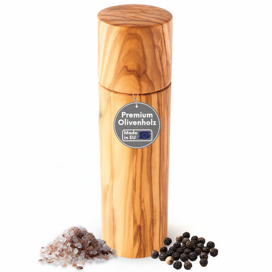 Gewürzmühle Salz Pfeffer Olivenholz 20 cm Keramik Mahlwerk Hochwertig Made in EU