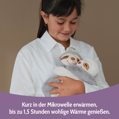 Habibi Plush Premium Wärmetier Hugys Faultier Mama+Kind herausnehmbares Kissen