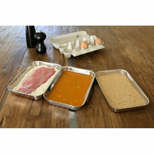 Breading tray set, schnitzel breading trays, stainless steel, marinating, breading station, breading set, B-grade