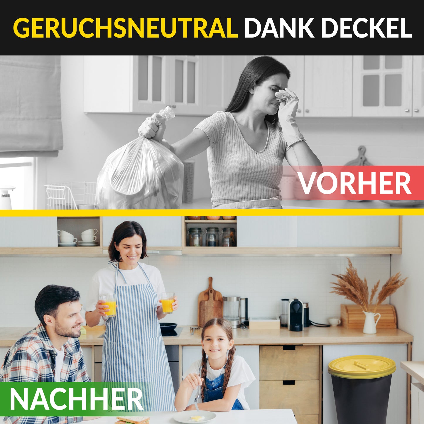 Gelber Sack Eimer Ständer Mülleimer Müllsackständer Sackeimer 60l Deckel - Ring