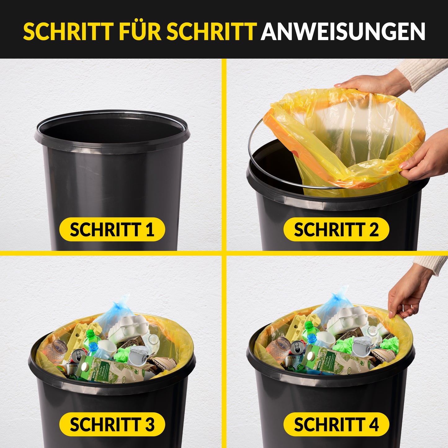 Gelber Sack Eimer Ständer Mülleimer Müllsackständer Sackeimer 60l Deckel - Ring