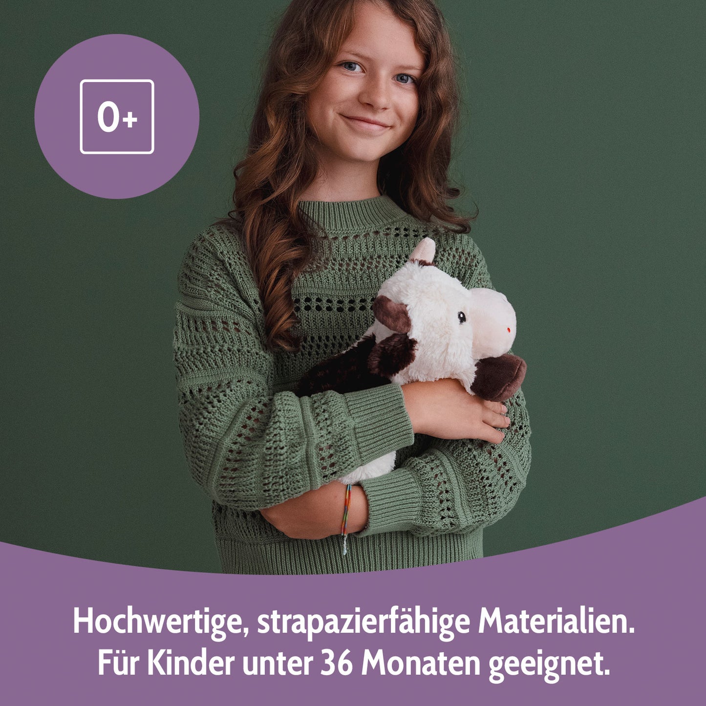 Habibi Plush Classic Wärmetier Kuh liegend Kuscheltier Wärmekissen Wärmflasche