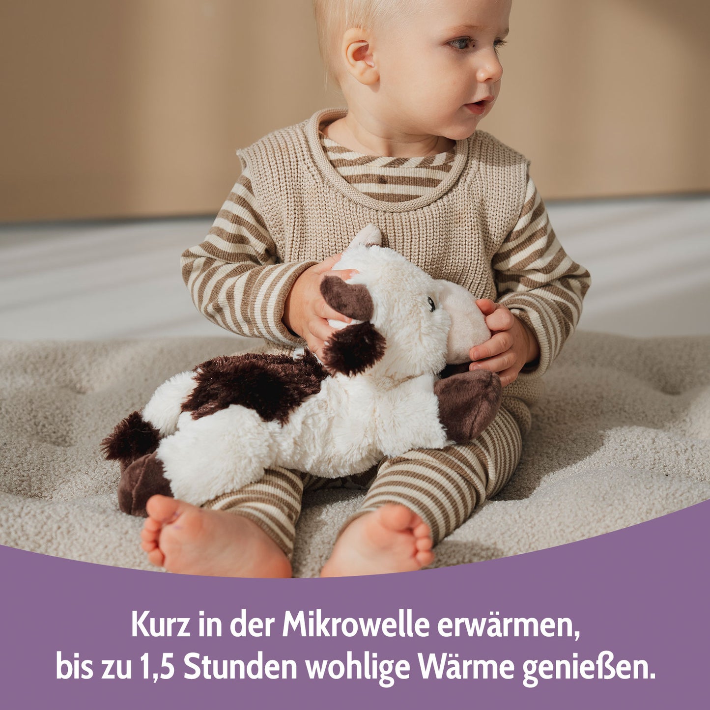 Habibi Plush Classic Wärmetier Kuh liegend Kuscheltier Wärmekissen Wärmflasche