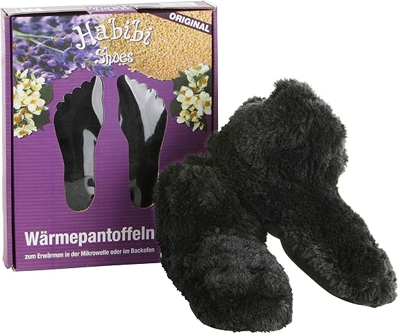 Habibi Plush Classic Booties Gr L (41-45) schwarz Wärmeschuhe Kuschel-Hausschuhe