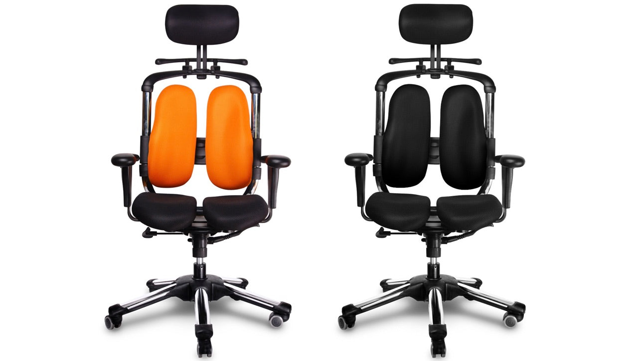 HARA Ergonomischer Bürostuhl mit geteiltem Sitz – Drehstuhl mit Lendenstütze & verstellbarer Rückenlehne – Ideal für langes Sitzen im Homeoffice & Büro