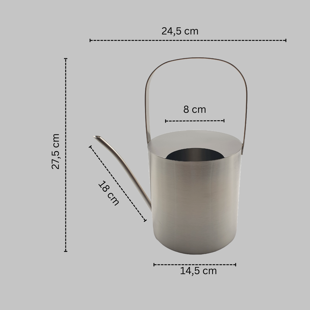 Gießkanne Edelstahl gebürstet 2,5 Liter Giesskanne Wasserkanne Blumen gießen