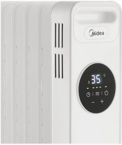 Midea Ölradiator 2300W, Heizlüfter Energiesparend Leise,Elektroheizung mit 11 Rippen, Thermostat,24h Timer,3 Heizstufen mit Fernbedienung,LED Display, Kipp- und Überhitzungsschutz,ECO-Modus