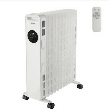 Midea Ölradiator 2300W, Heizlüfter Energiesparend Leise,Elektroheizung mit 11 Rippen, Thermostat,24h Timer,3 Heizstufen mit Fernbedienung,LED Display, Kipp- und Überhitzungsschutz,ECO-Modus