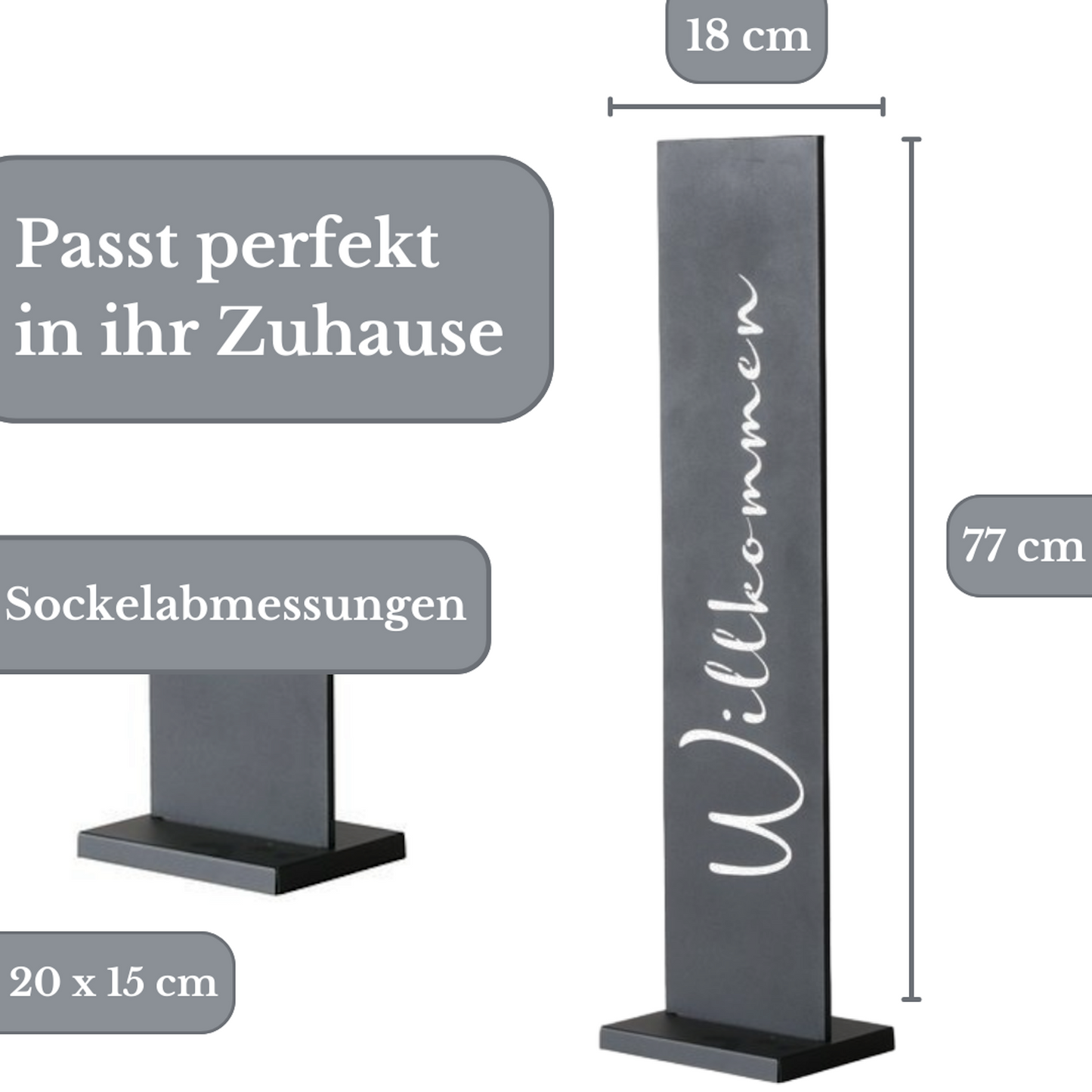 TA999 Dekoaufsteller aus Metall 77 cm Willkommen / Lieblingsplatz Haustürdeko