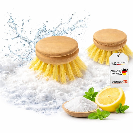 Kleiner Ersatz-Bürstenkopf Ø 4,3cm 2er Set Fibre für Holz-Spülbürsten 23cm Küche