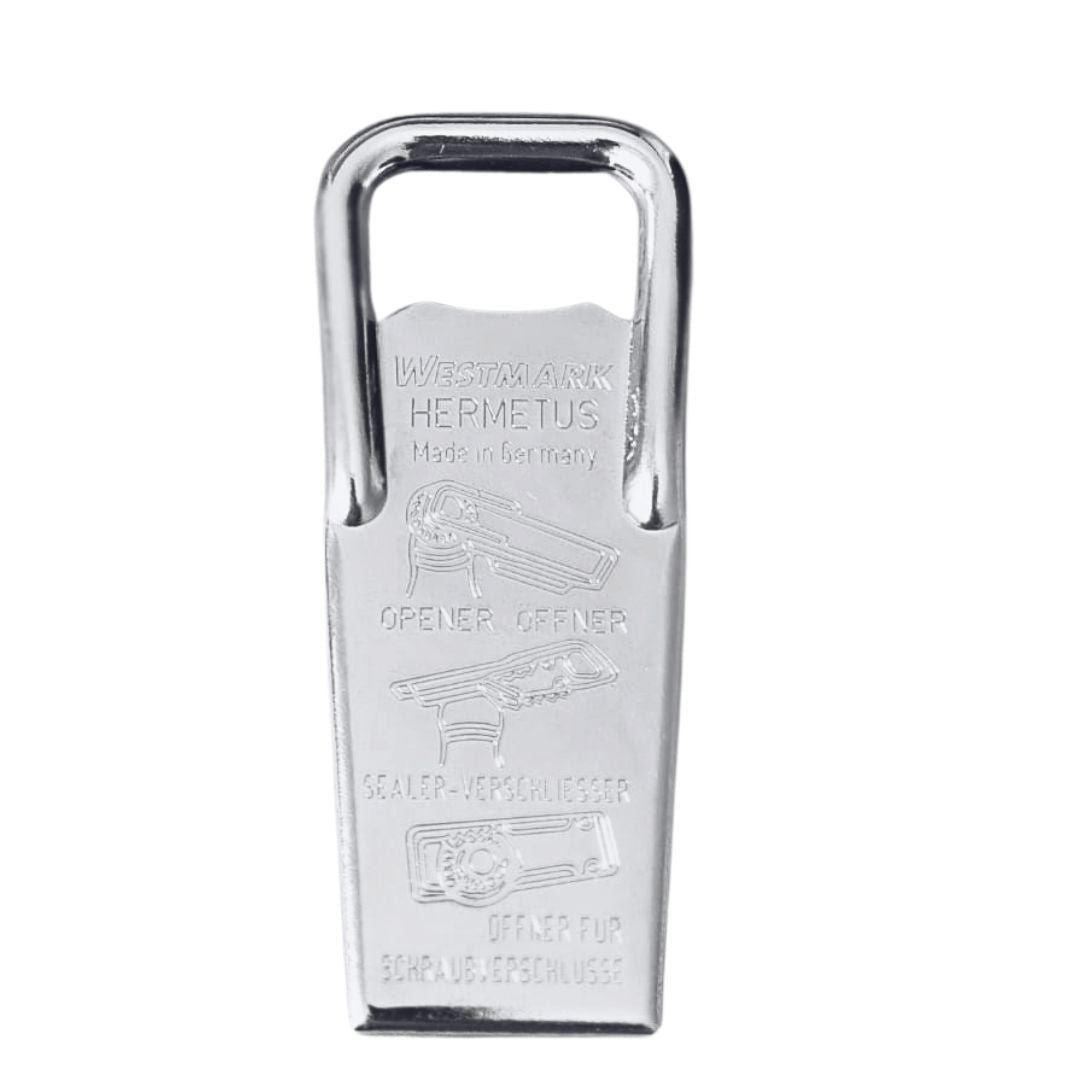 Flaschenöffner Hermetus 3-in-1 aus Stahl Variante einzeln und als 2er Set - 86x37x15 mm, Bierflaschen öffnen & schließen