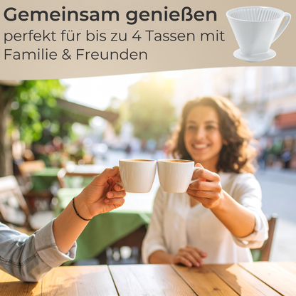 Kaffeefilter weiß Keramik Größe 4, Handfilter wiederverwendbar