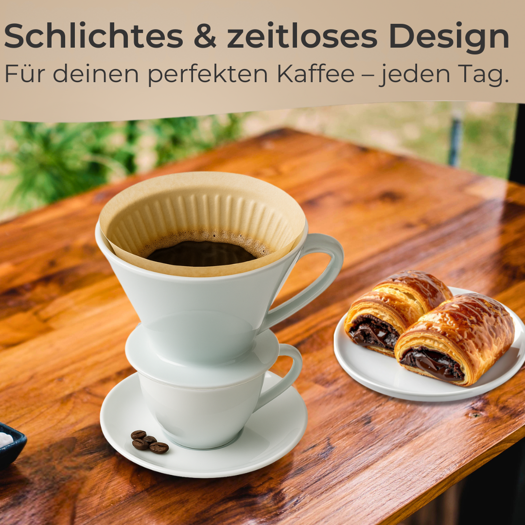 Kaffeefilter weiß Keramik Größe 4, Handfilter wiederverwendbar