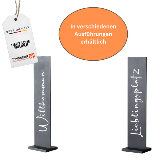 TA999 Dekoaufsteller aus Metall 77 cm Willkommen / Lieblingsplatz Haustürdeko
