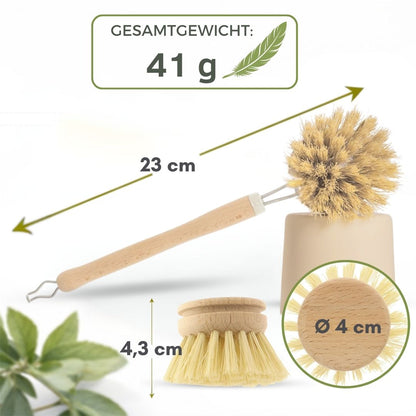 Spülbürste Holz 4er Set Wechselkopf Geschirrbürste Küchenbürste Made in Germany