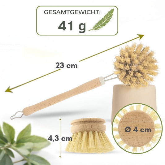 Spülbürste Holz 4er Set Wechselkopf Geschirrbürste Küchenbürste Made in Germany