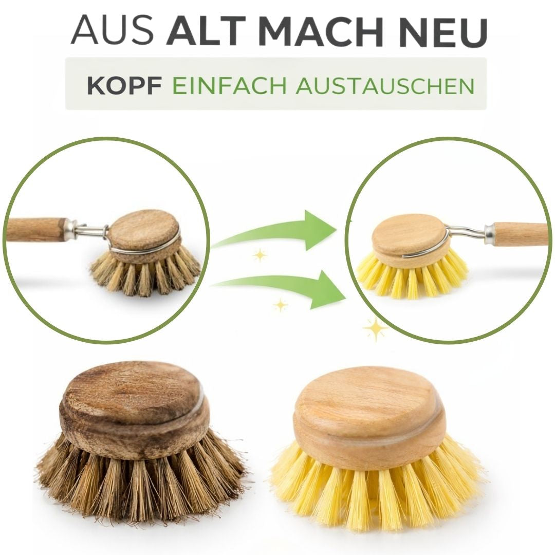 Spülbürste Holz 4er Set Wechselkopf Geschirrbürste Küchenbürste Made in Germany