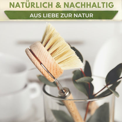 Spülbürste Holz 4er Set Wechselkopf Geschirrbürste Küchenbürste Made in Germany